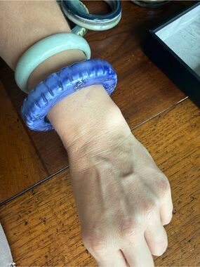 Handmade Cornflower Blue Ceramic Bangle Bracelet